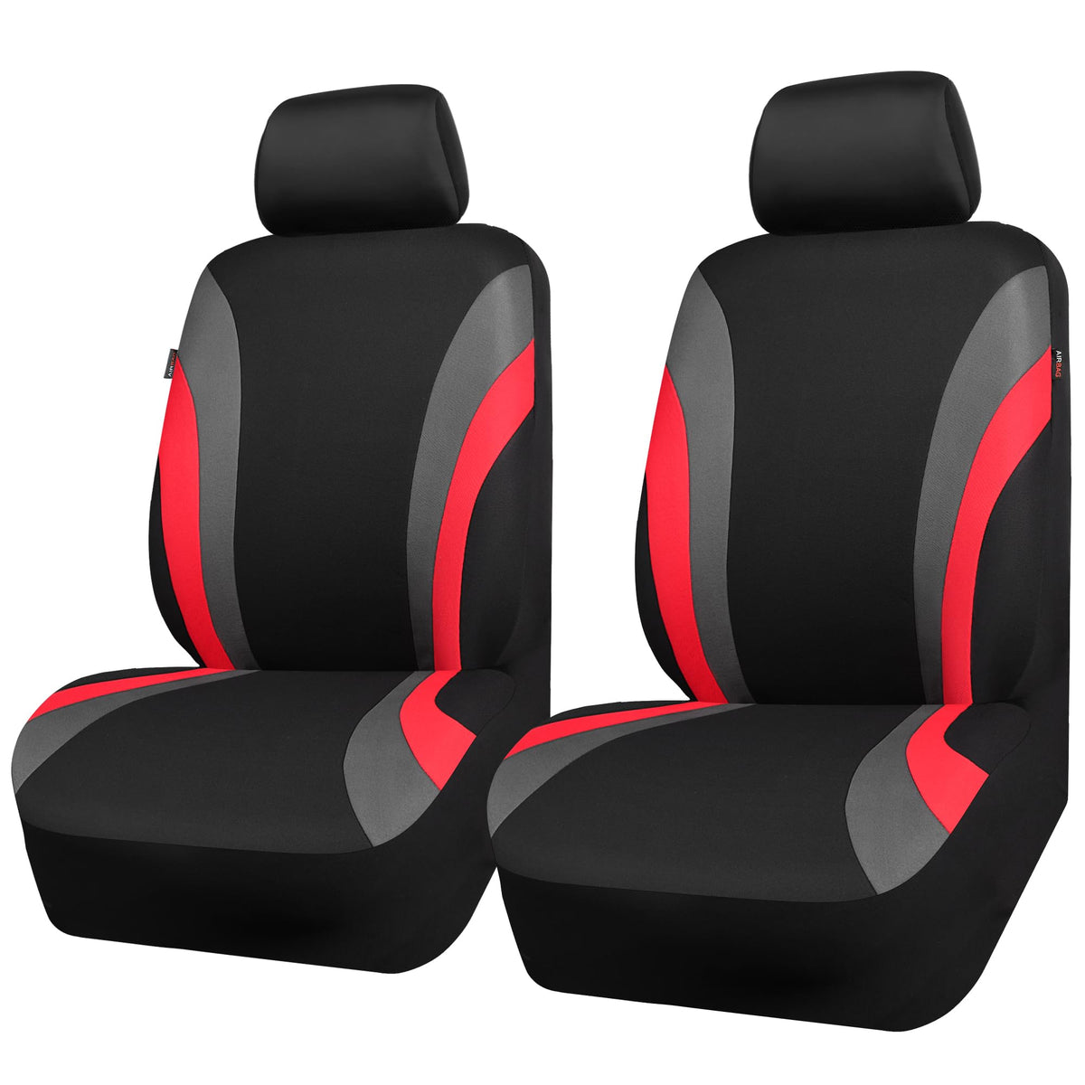 CAR PASS Line Rider front seat covers in red and black add sporty style and durable protection.