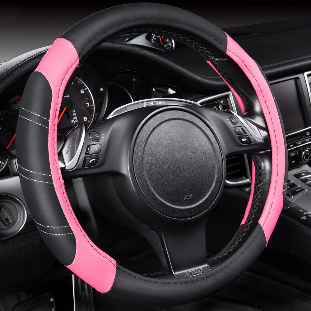 CAR PASS Line Rider steering wheel cover, front view, universal 14.5–15 inch fit for most wheels.
