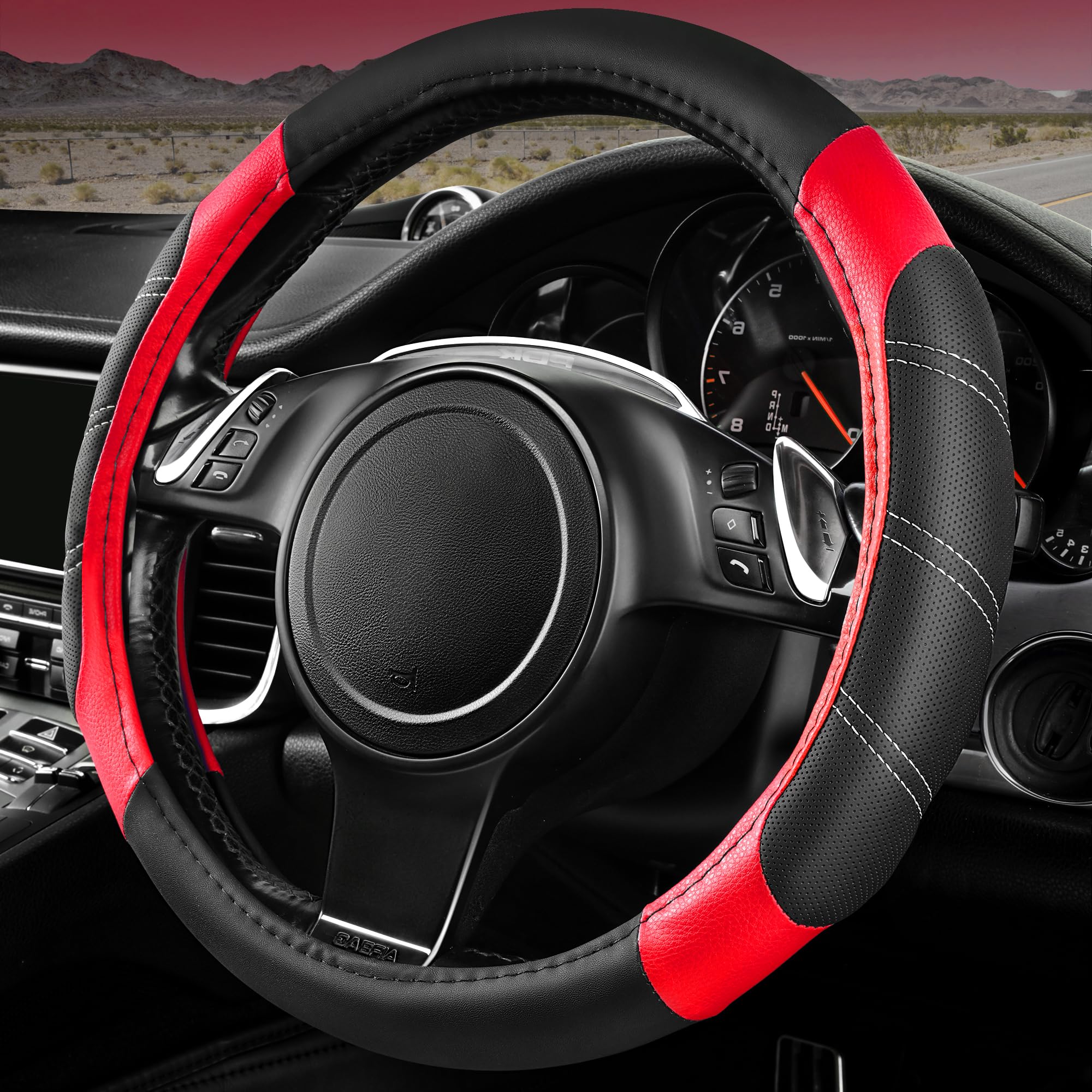 CAR PASS Line Rider steering cover front view enhances grip and sportiness