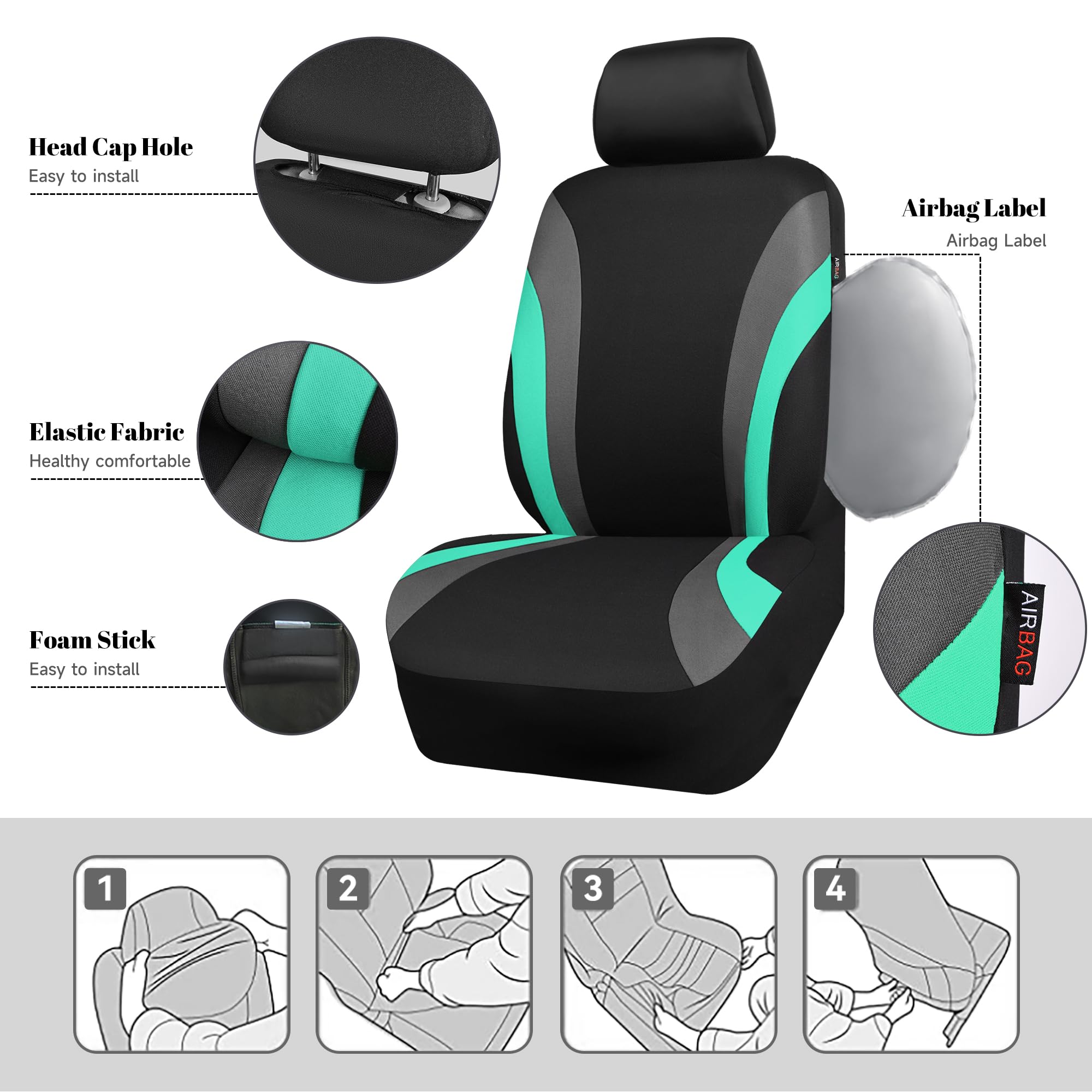 CAR PASS Line Rider mint headrest cover to upgrade interior feel