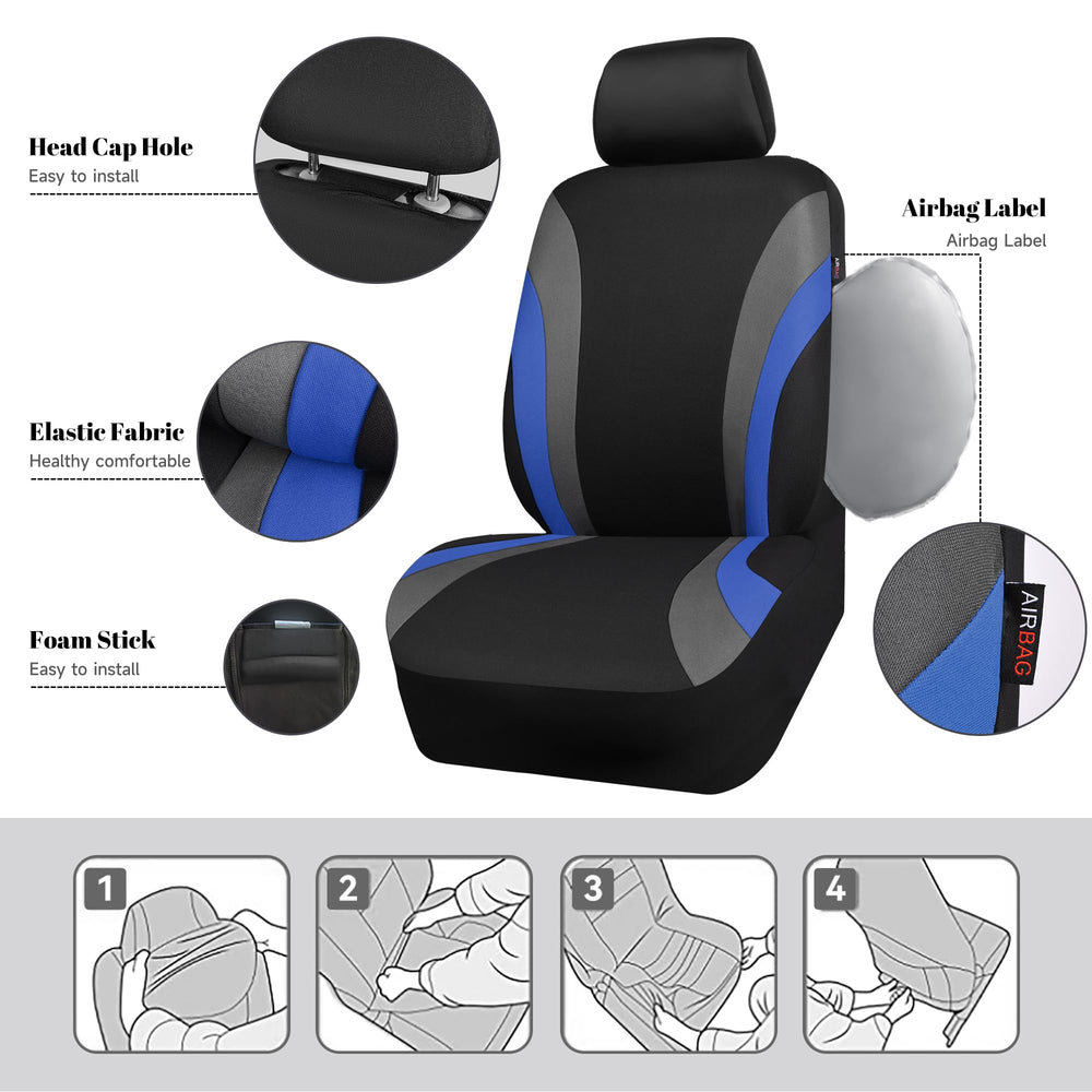 CAR PASS Line Rider headrest covers provide a snug, premium finishing touch.