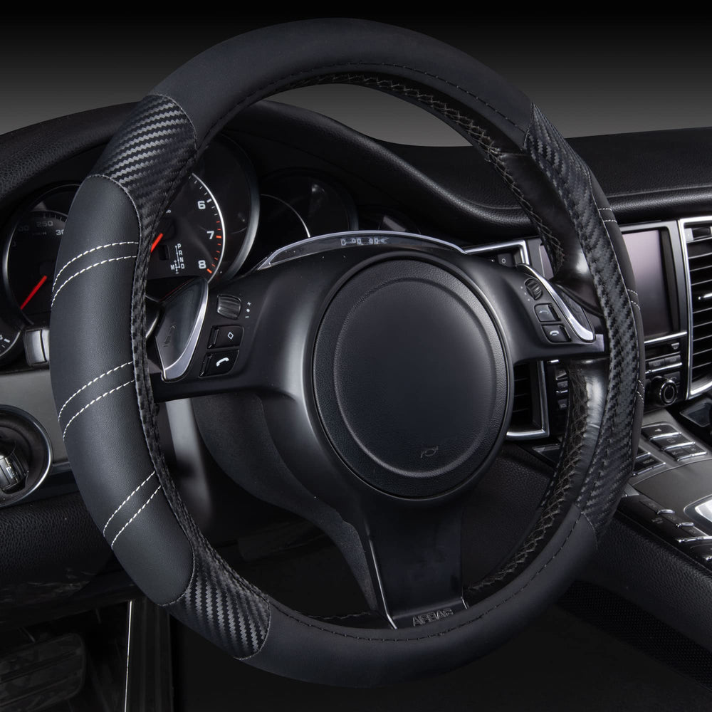 CAR PASS Line Rider microfiber leather cover for steering wheel with durable grip