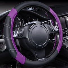 CAR PASS Line Rider microfiber leather steering cover highlights premium grip and texture.