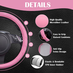 CAR PASS Line Rider pink steering cover adds sporty look to interior