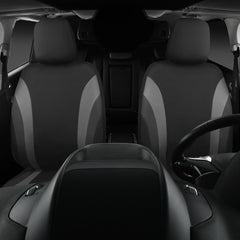 CAR PASS Line Rider Sporty universal-fit front seat covers on a sedan interior.
