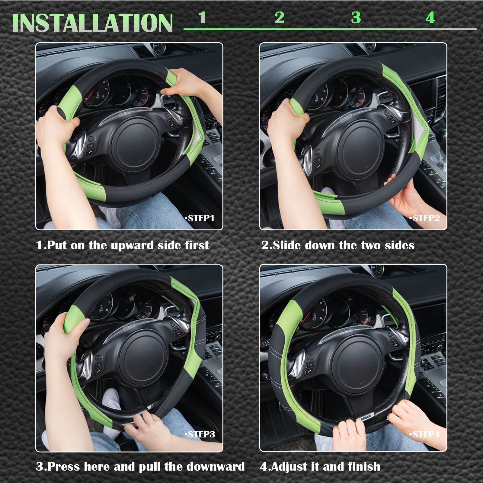 CAR PASS Line Rider microfiber cover protects the steering wheel surface.