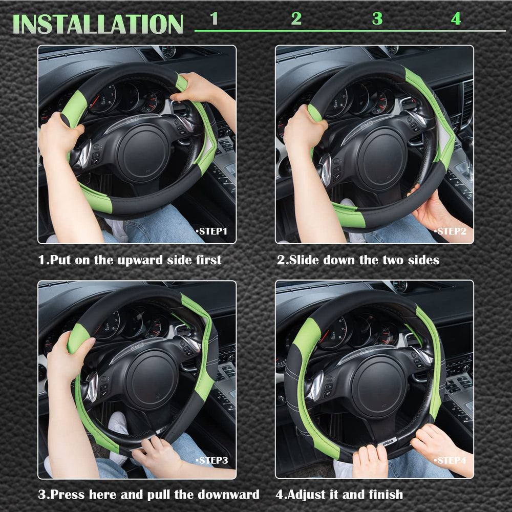 CAR PASS Line Rider microfiber cover protects the steering wheel surface.