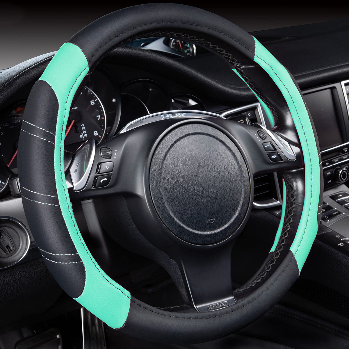CAR PASS Line Rider steering wheel cover fits 14-15 inch wheels for secure grip