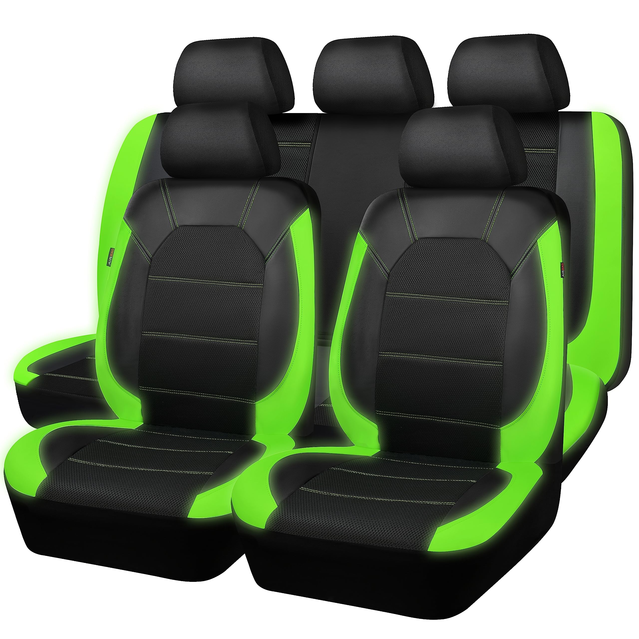 CAR PASS Luminous Green leather seat cover full set enhances cabin style and comfort.