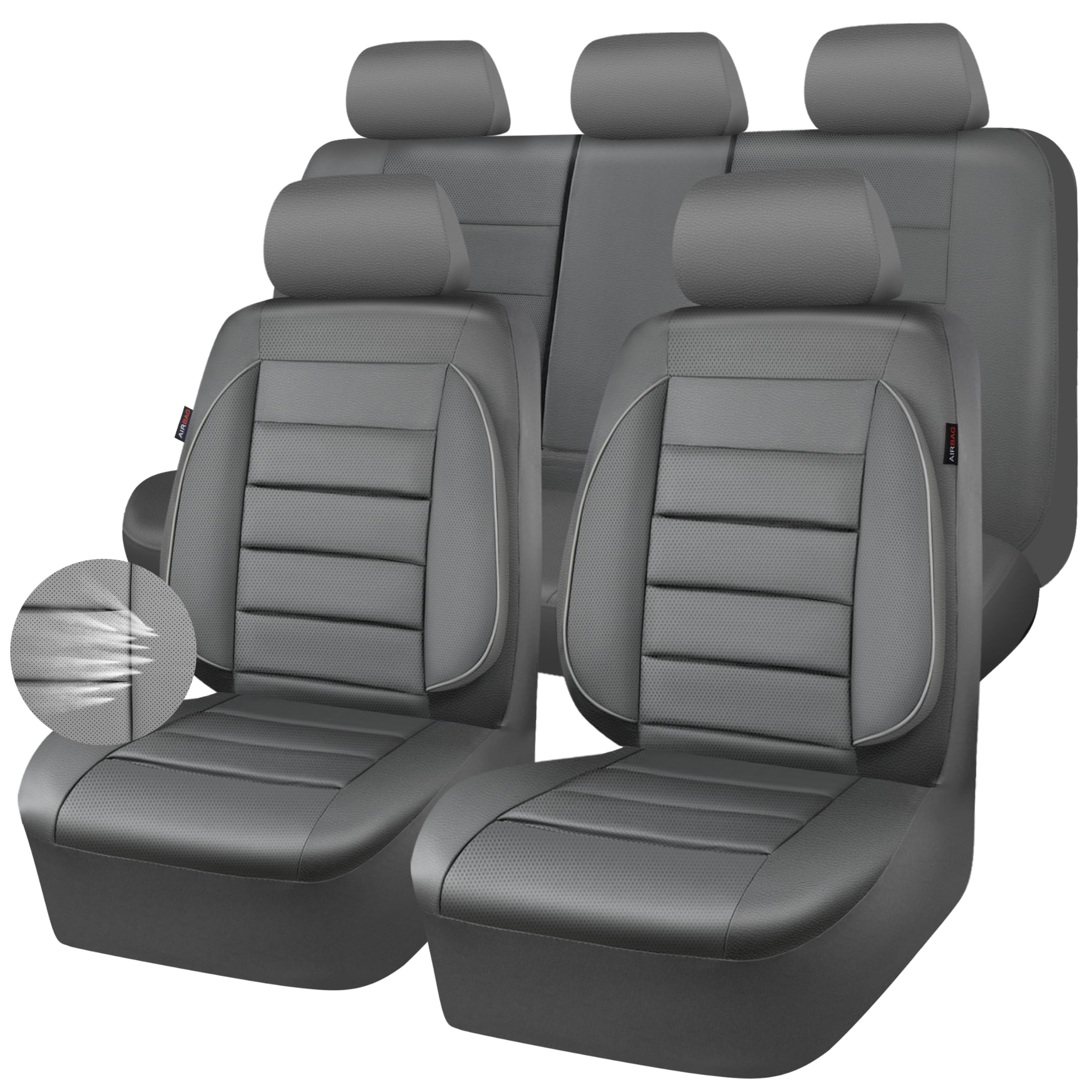 CAR PASS luxury interior gray seat covers, enhances cabin aesthetics and comfort.