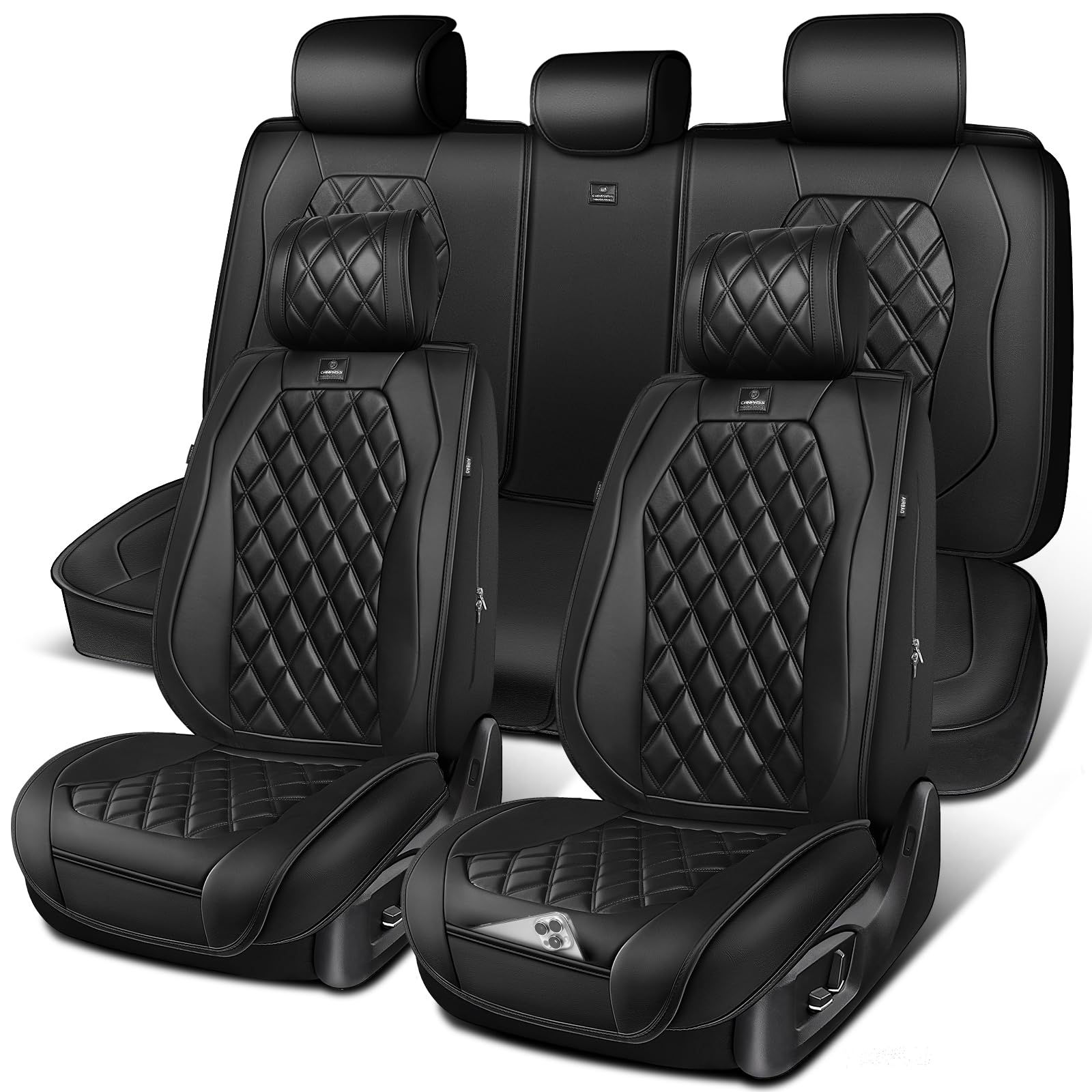 CAR PASS luxury leather seat covers full set protect seats while enhancing interior style.