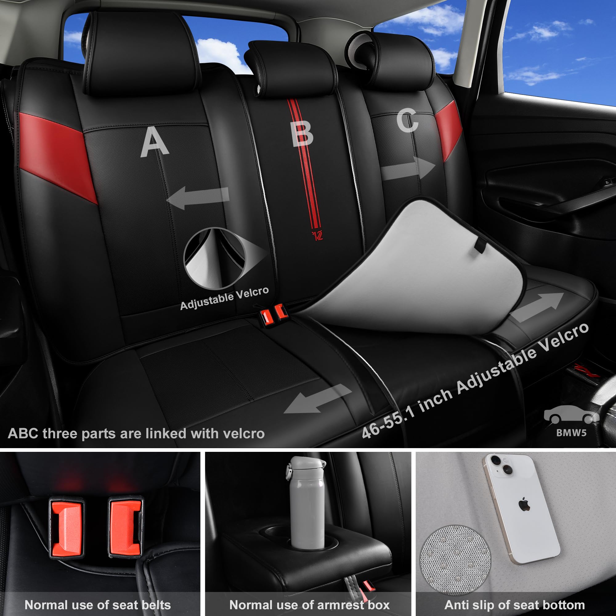 CAR PASS Nappa seat covers back seat protection against spills and pet hair