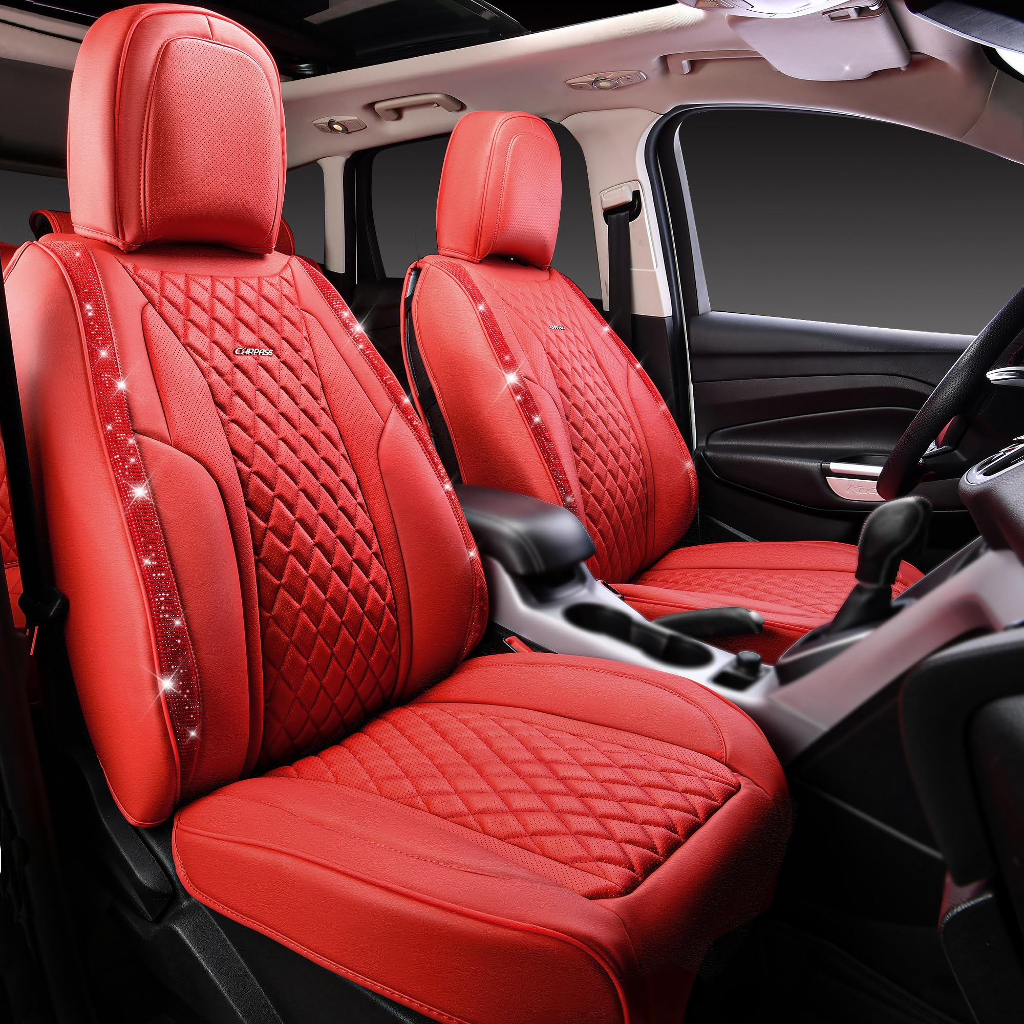 CAR PASS Nappa leather diamond seat cover detail conveys premium durability