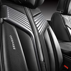 CAR PASS Nappa leather front seat cover installation demo highlights tool-free fit.