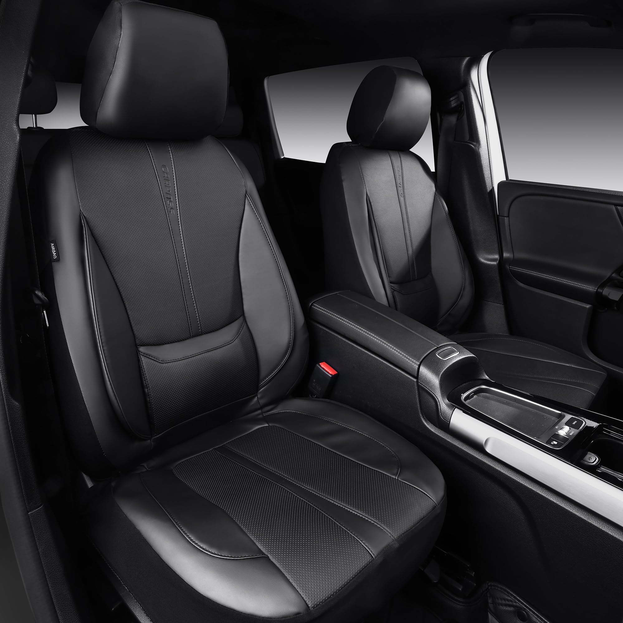CAR PASS Nappa leather front-seat cover showing luxurious texture and full protection
