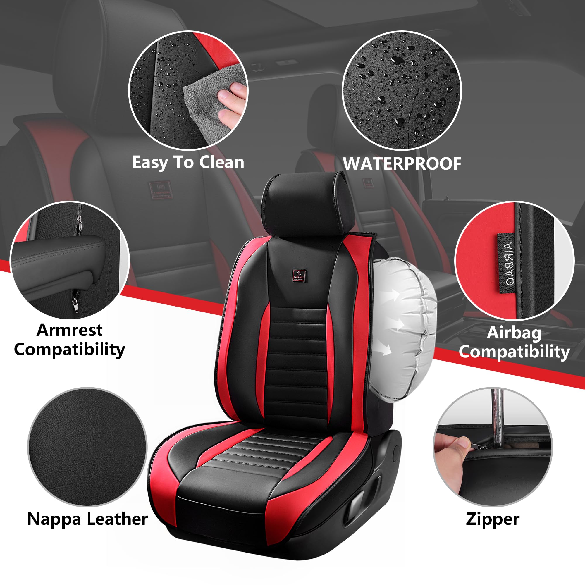 CAR PASS Nappa Leather front seat cover airbag compatible design for safety