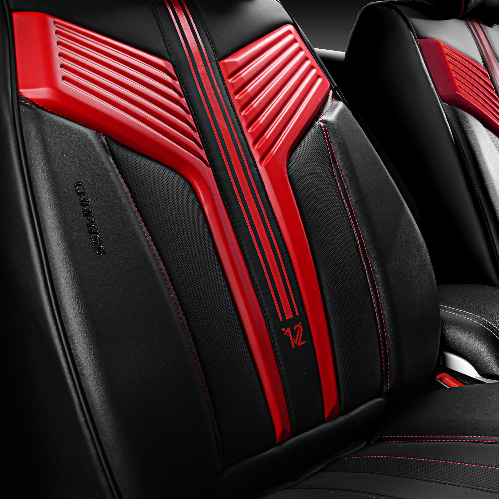 CAR PASS Nappa leather front seat detail shows luxurious texture and snug fit