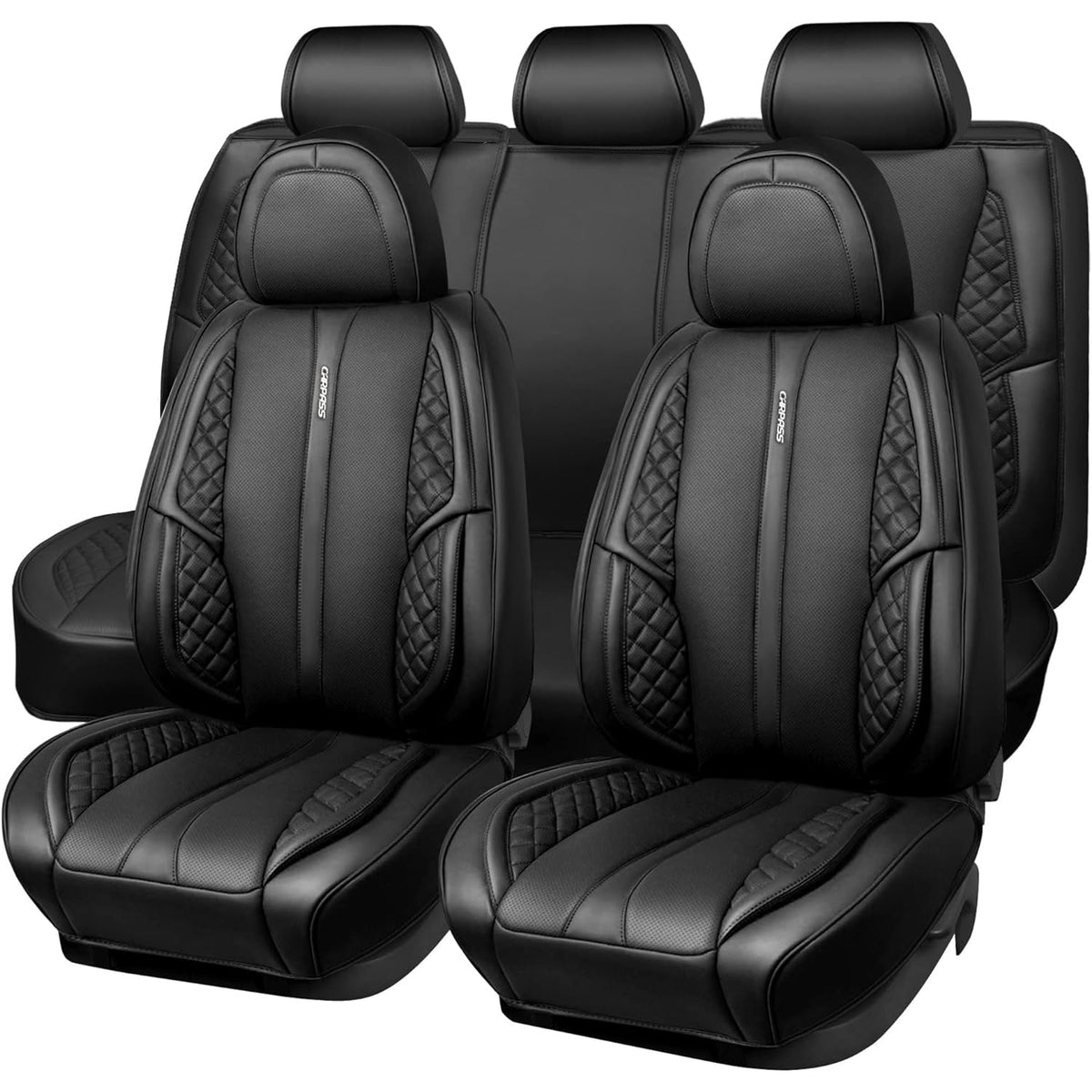 CAR PASS Nappa leather seat covers full set with luxury texture for premium interior protection.