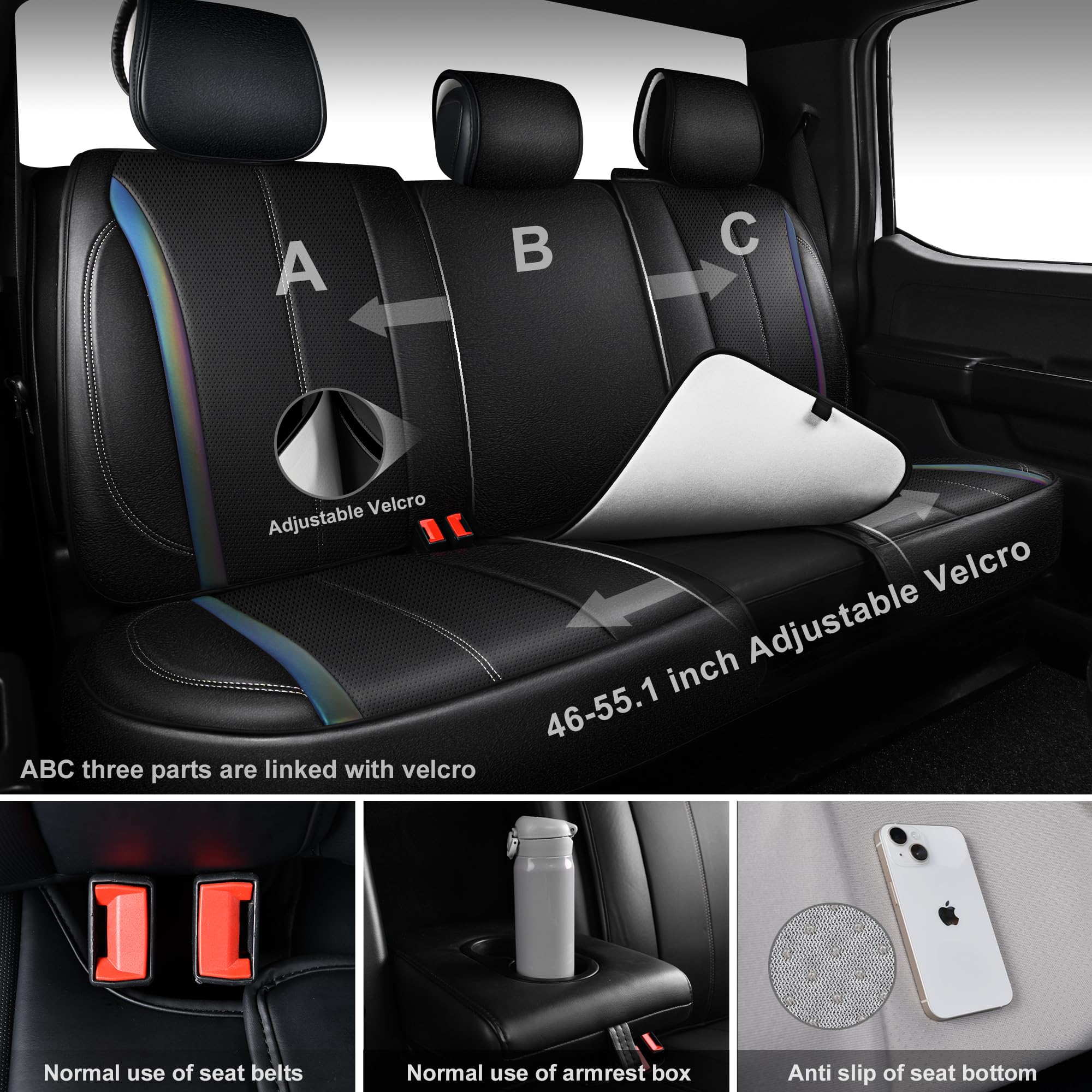 CAR PASS Nappa leather seat covers universal fit diagram helps with installation