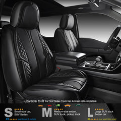 CAR PASS seat covers show waterproof material for easy spill cleanup and all-season use.