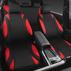 CAR PASS rear seat cover shows cup holder cutouts for easy access.