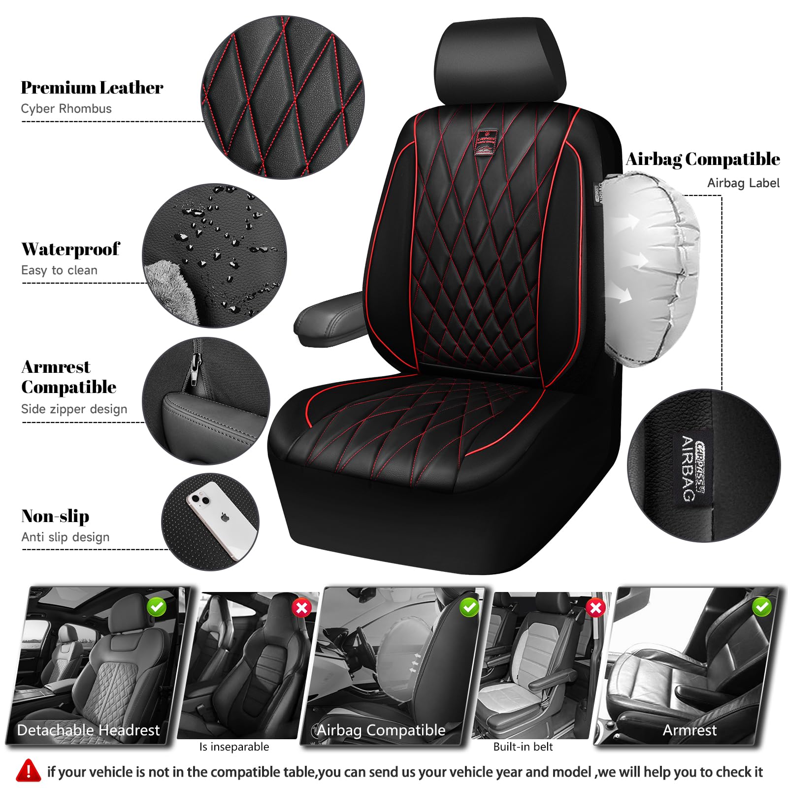 CAR PASS non-slip backing design keeps the cover in place during driving