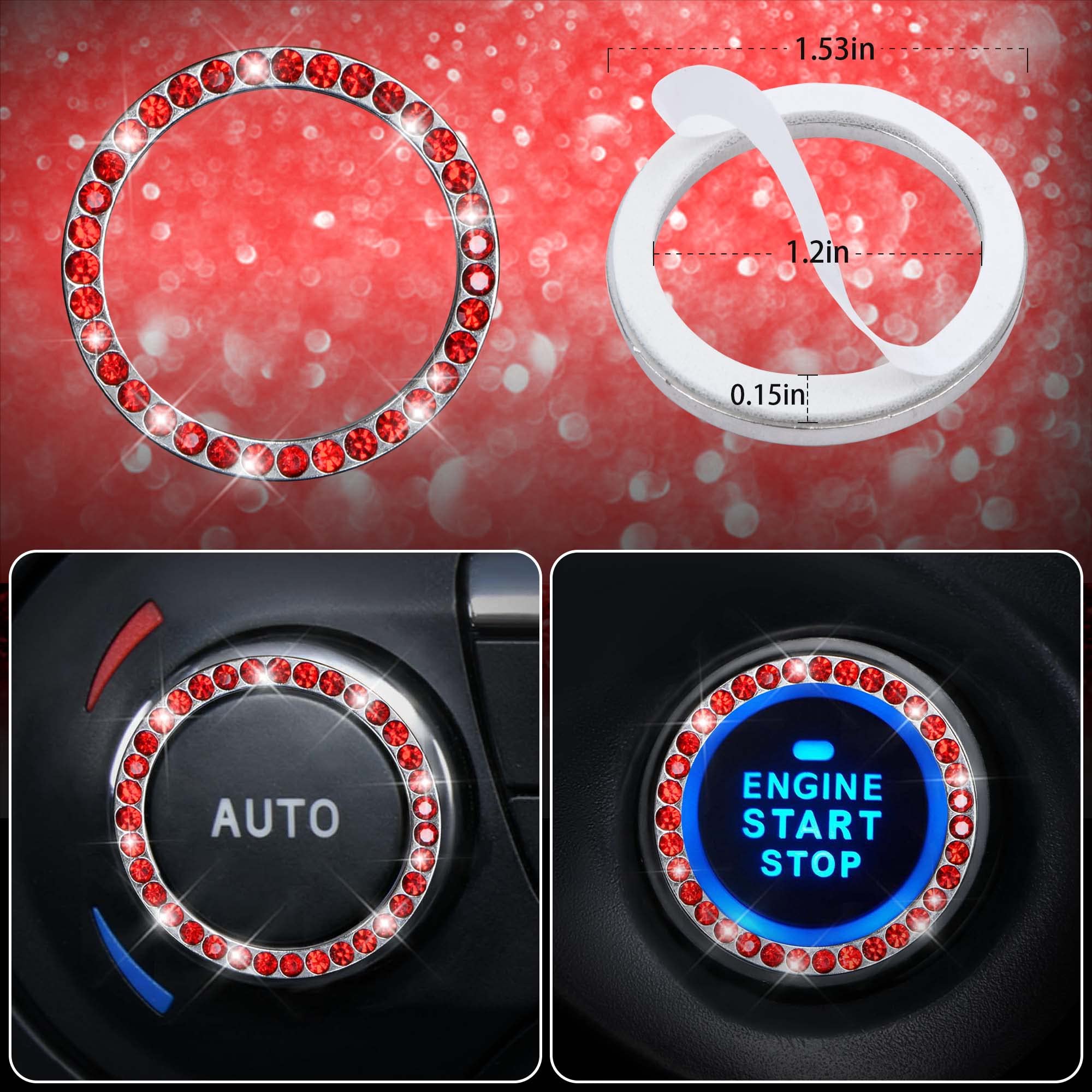 CAR PASS one-button start ring bling in red draws eyes and adds flair