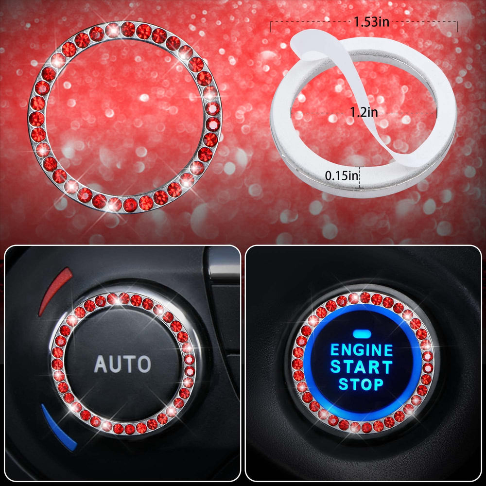 CAR PASS one-button start ring bling in red draws eyes and adds flair