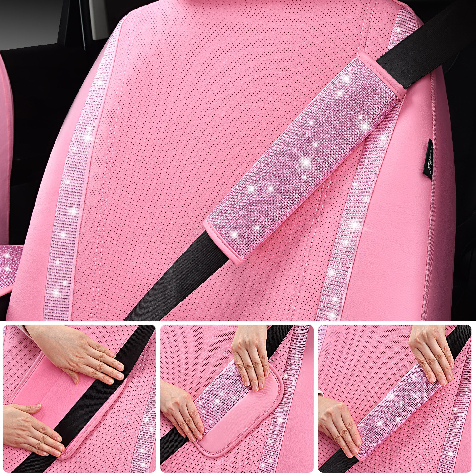 CAR PASS pink bling vent outlet trim adds sparkle and accent to vents.