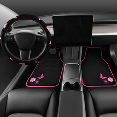 CAR PASS pink butterfly floor mats for front seating protection and style