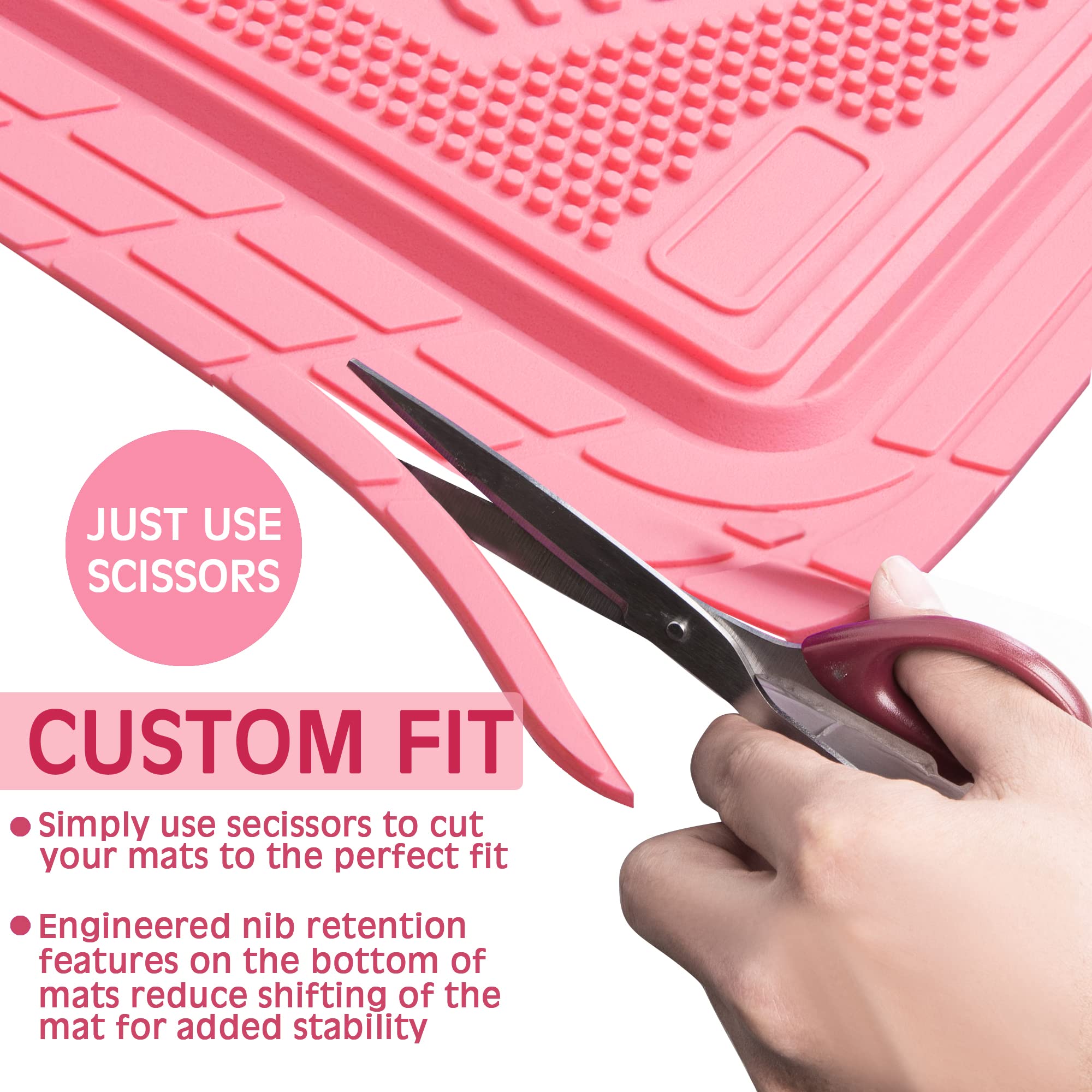 CAR PASS pink all-weather interior mat close-up highlights durability and water resistance