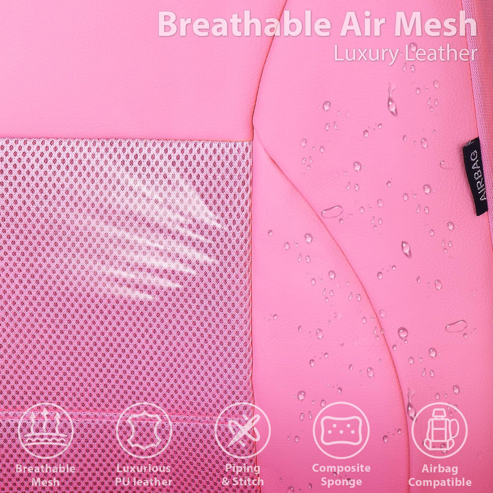 CAR PASS pink headrest covers match seats for coordinated style.