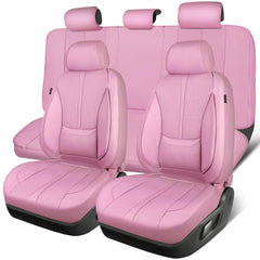 CAR PASS pink leather seat covers full set for universal fit and luxury interior