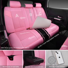 CAR PASS Pink Nappa headrest covers promoting easy adjustment and comfort