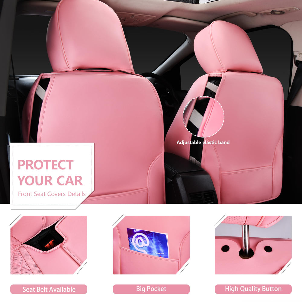 CAR PASS Pink Nappa Leather back-seat cover demonstrates full surround fit