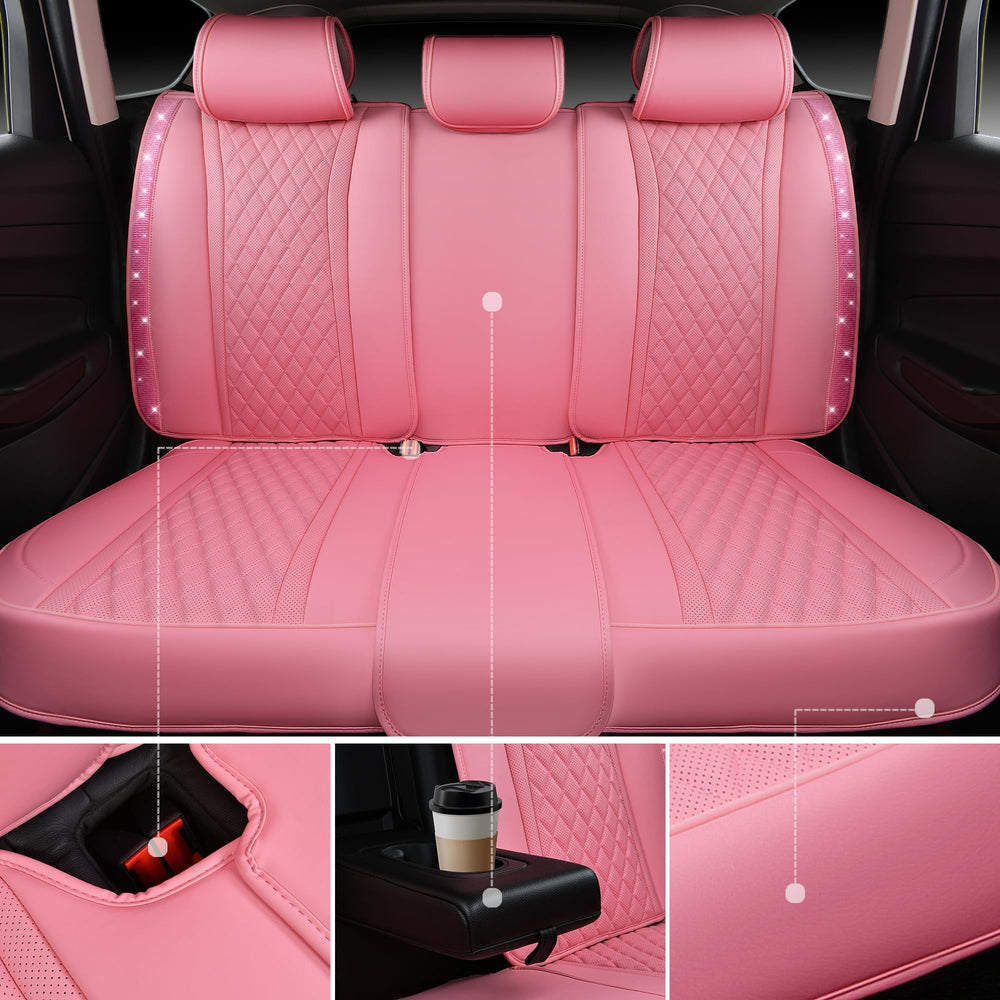 CAR PASS Pink Nappa Leather interior sparkle adds glam style