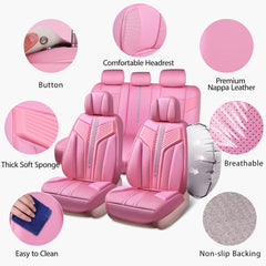 CAR PASS pink nappa rear-seat cushions offering full coverage and spill resistance