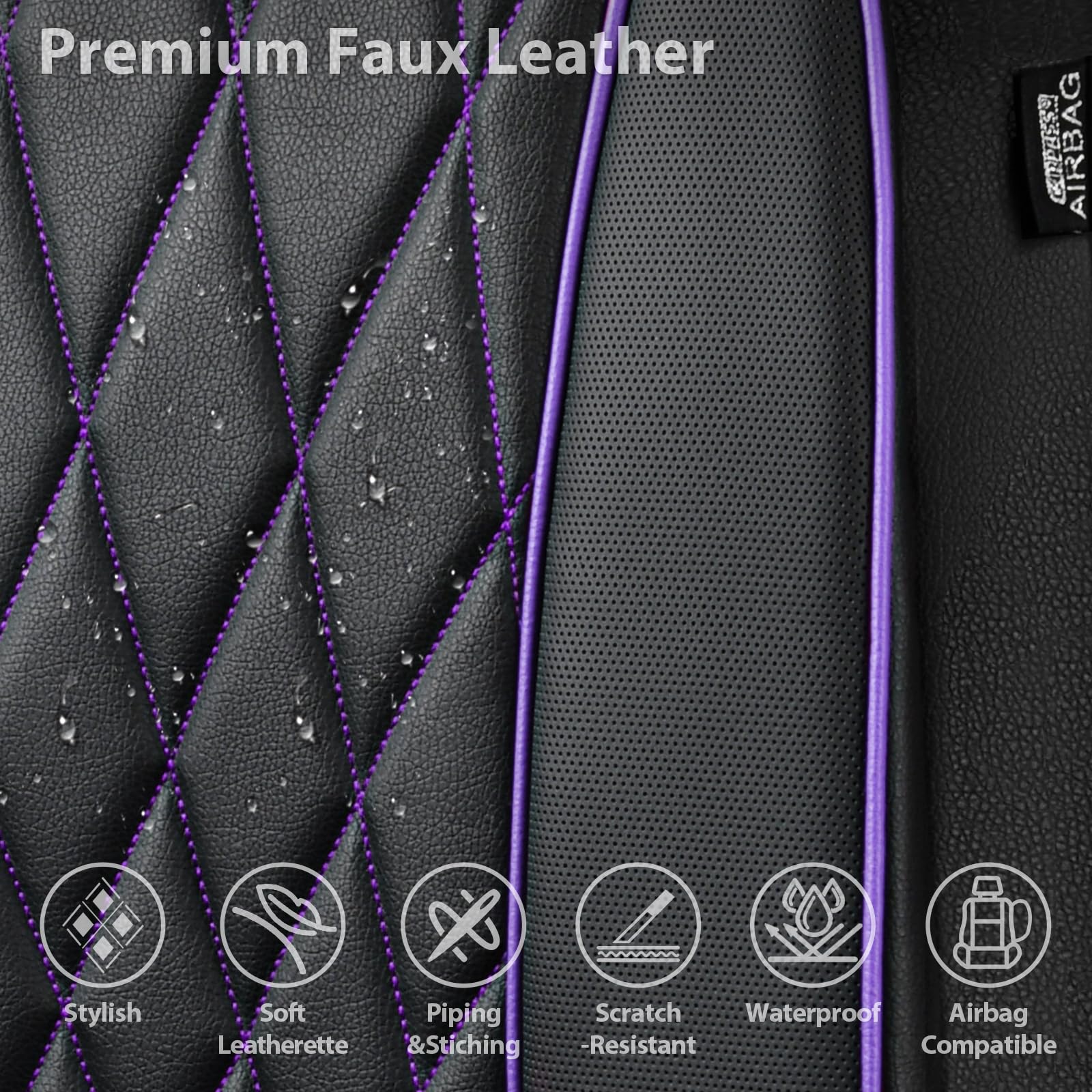 CAR PASS Piping Luxury seat cover airbag opening enables safe, compatible installation