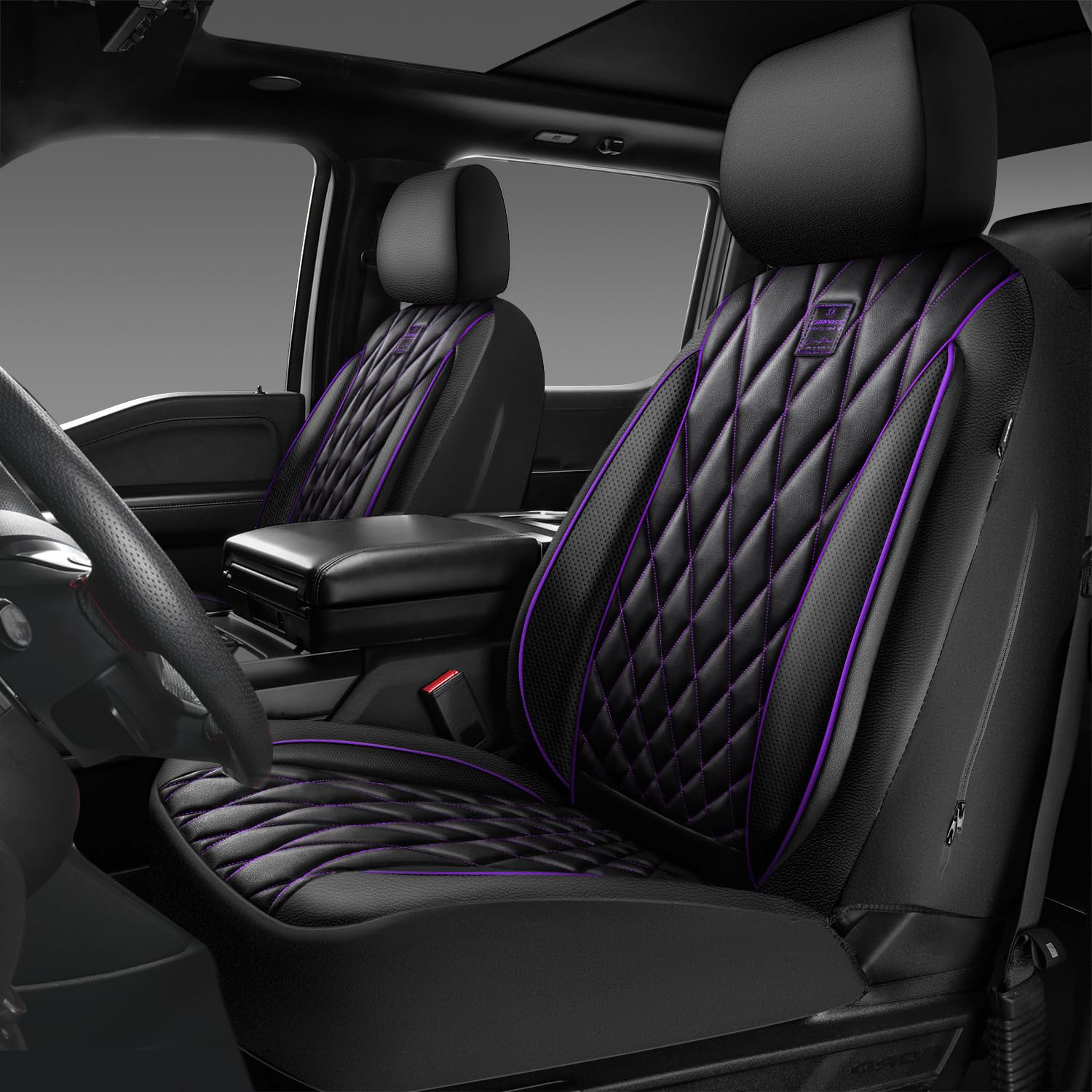 CAR PASS Piping Luxury seat cover front main view shows stylish protection and luxury feel