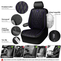CAR PASS Piping Luxury seat cover non-slip back view keeps seat in place