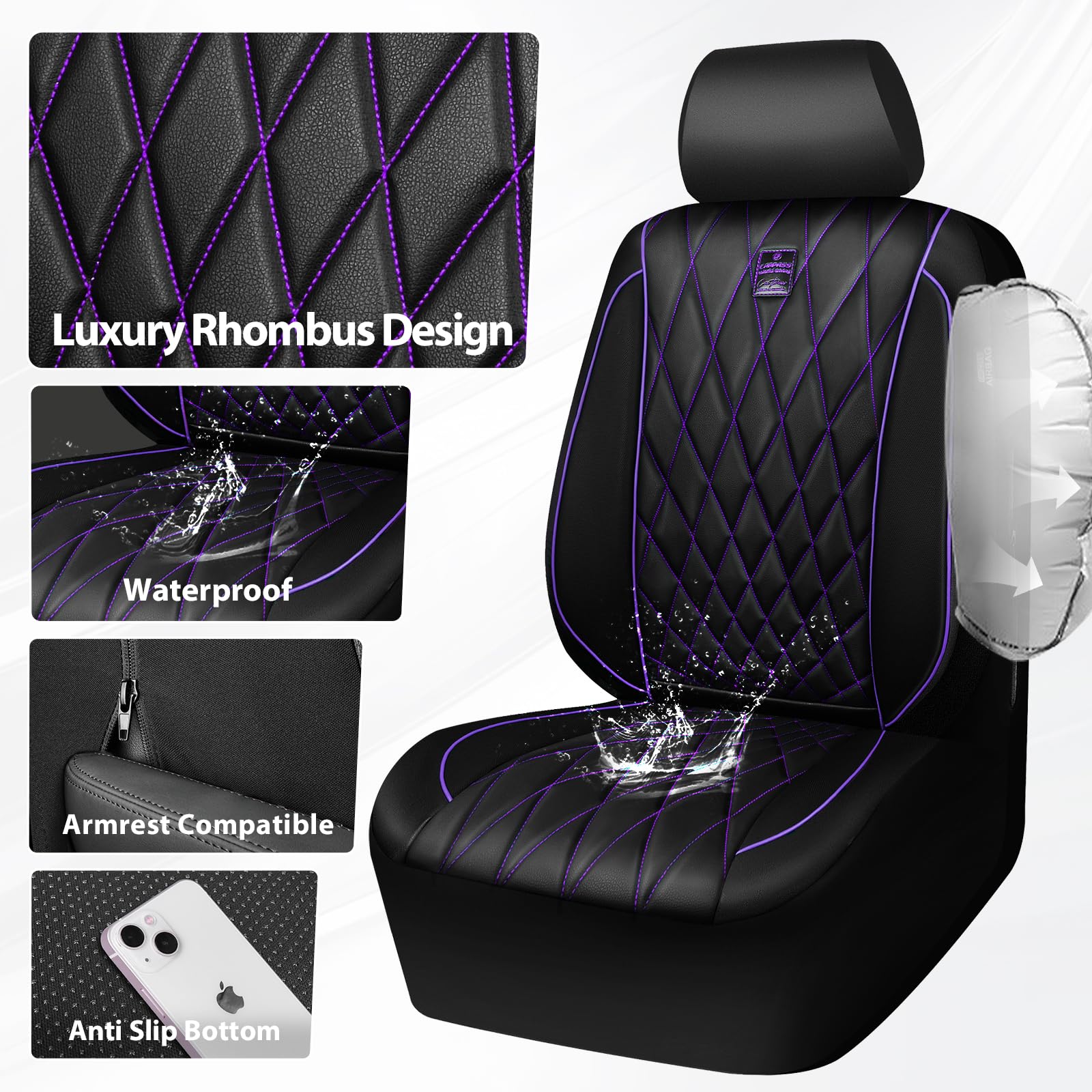 CAR PASS Piping Luxury seat cover universal fit label emphasizes broad compatibility