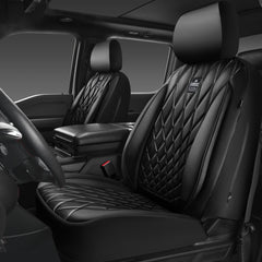 CAR PASS Piping Luxury front seat cover in all black for protection and style.