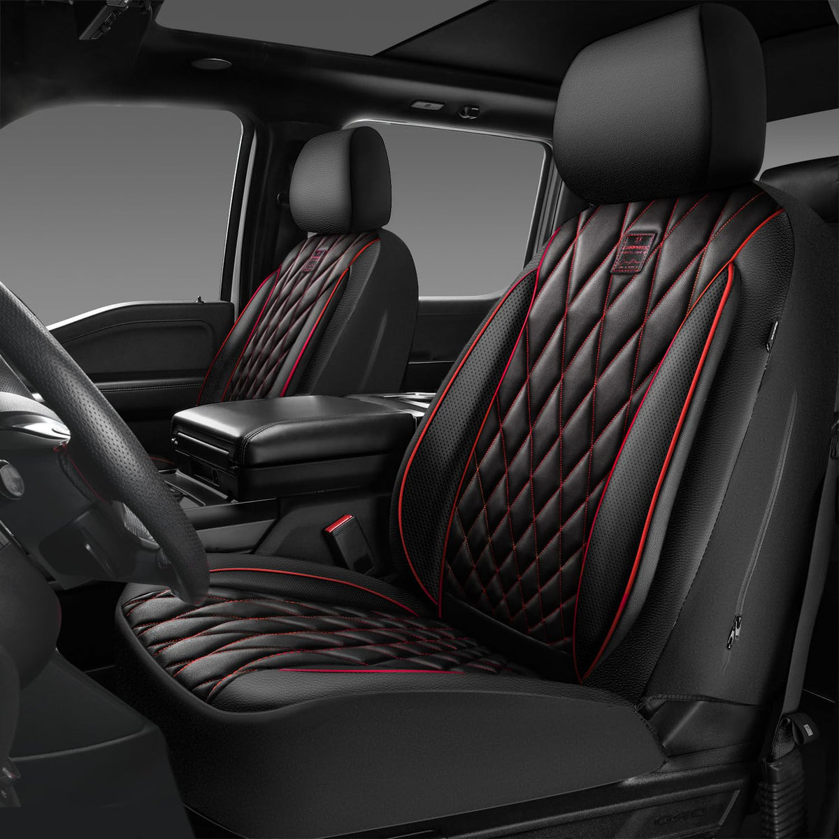 CAR PASS piping luxury front seat cover with diamond stitching protects seats