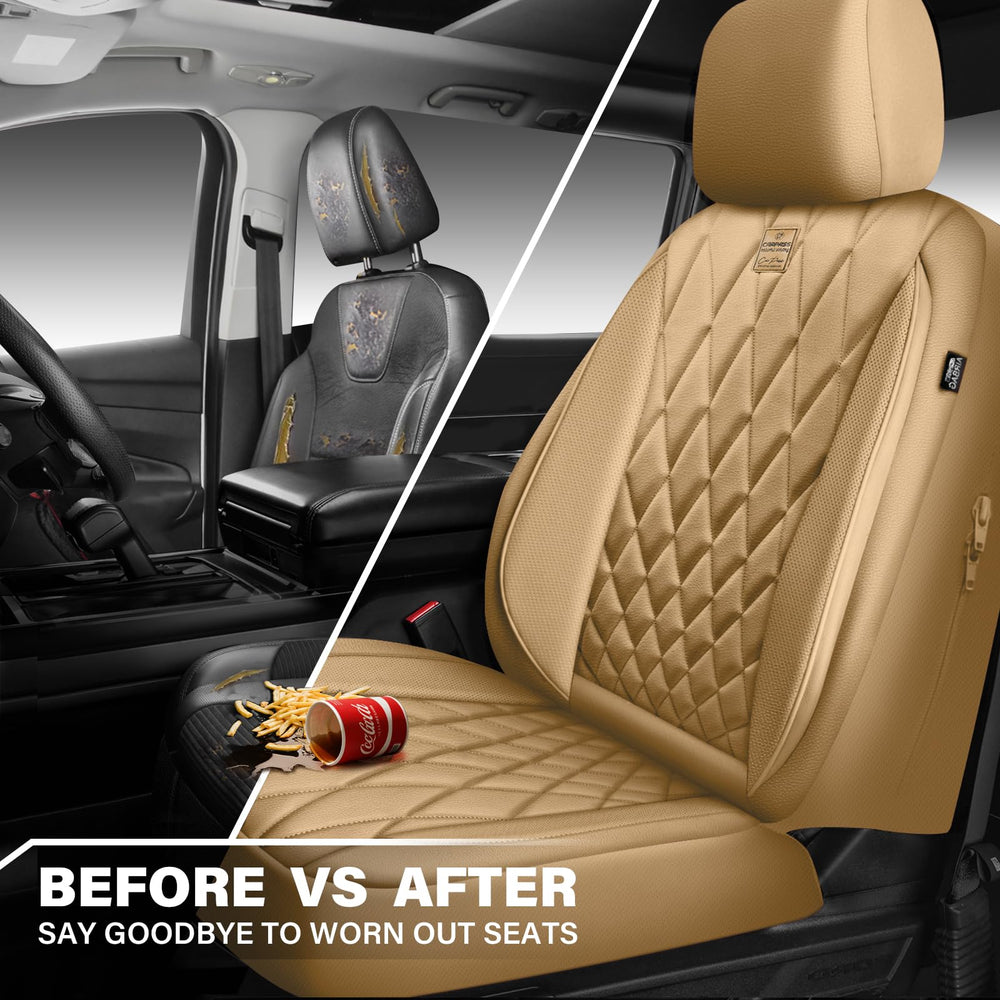 CAR PASS beige front seat cover adds stylish durability for daily commutes