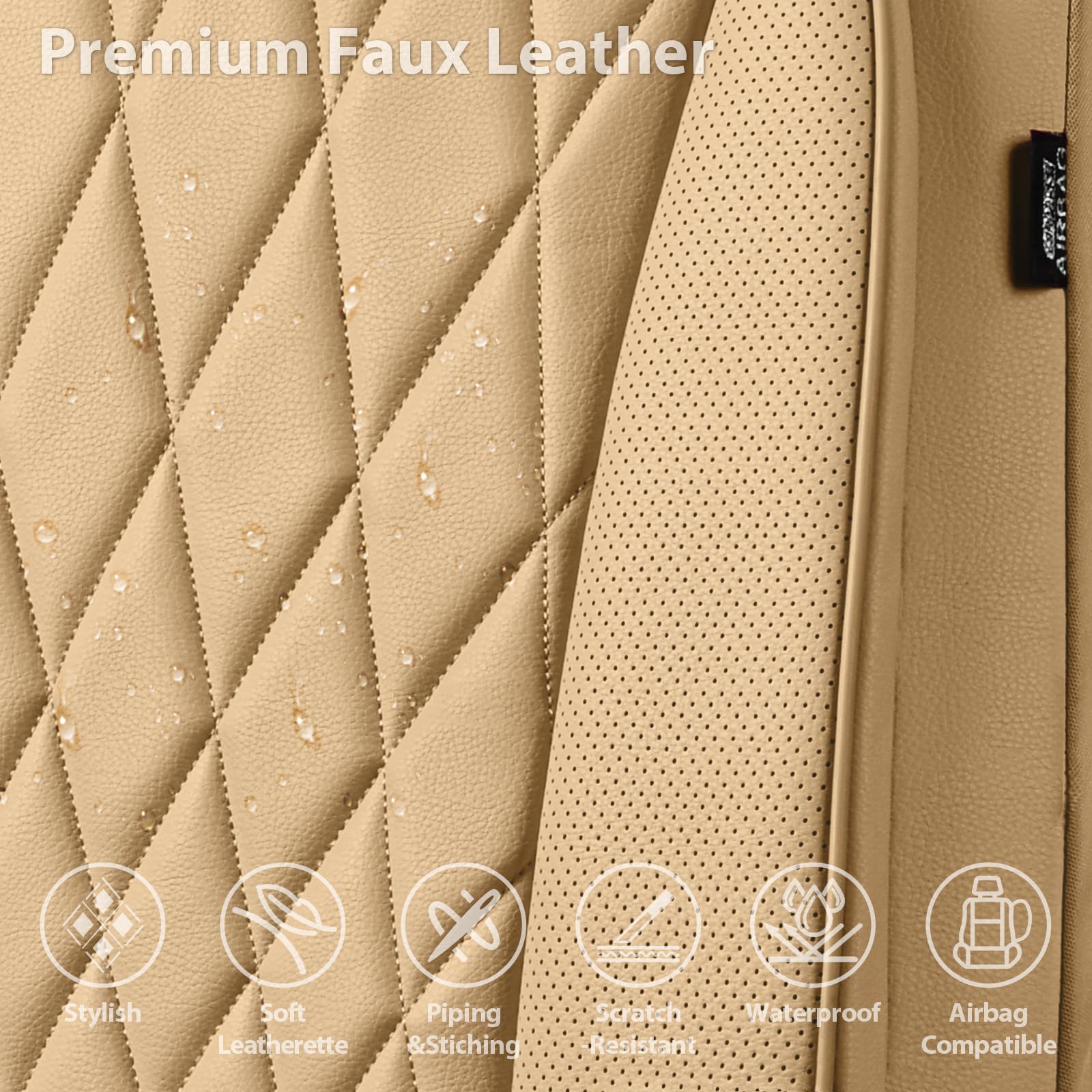 CAR PASS luxury PU leather seat cover fits SUVs vans and trucks securely