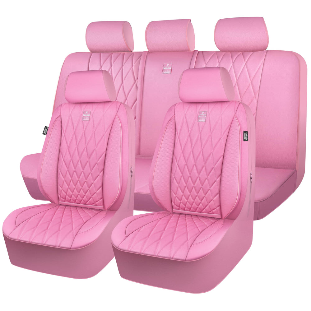 CAR PASS Pure Pink full-set front view leather seat cover protects seats from spills and wear