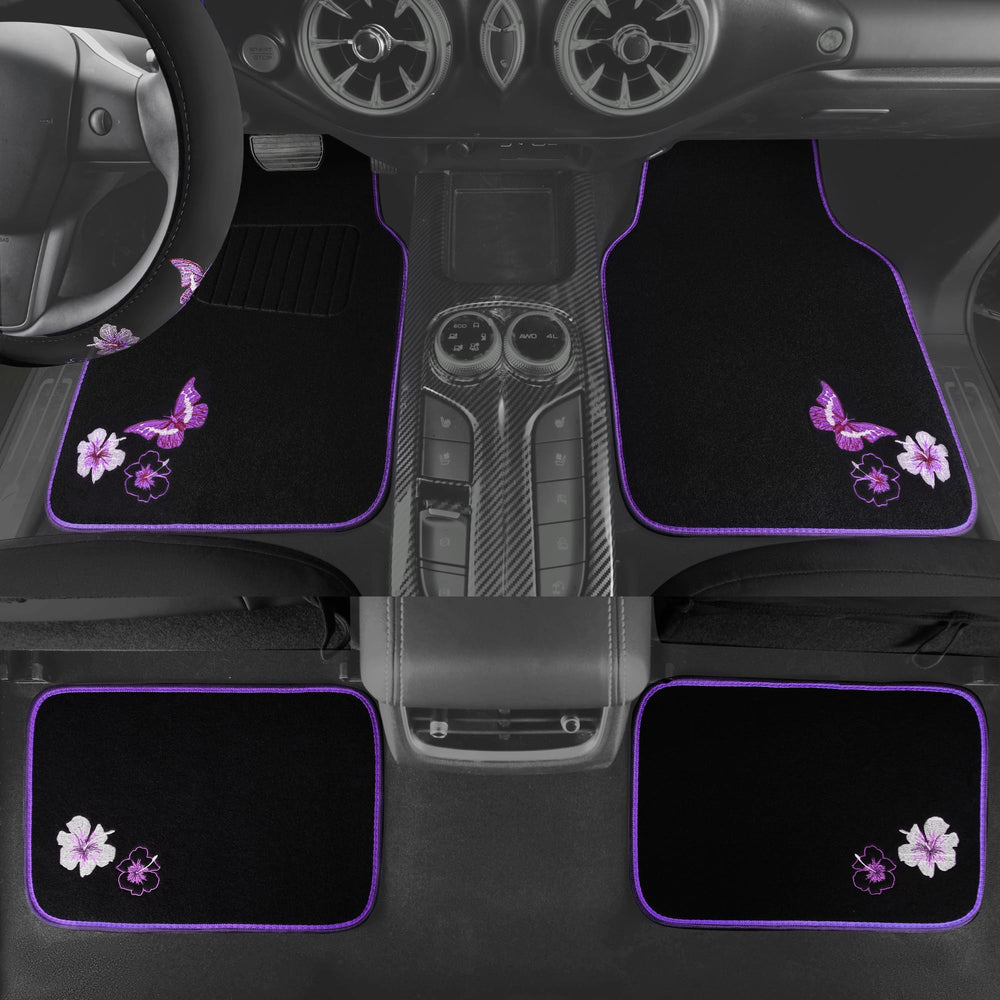 CAR PASS Purple butterfly car mats rear protects rear flooring with style.