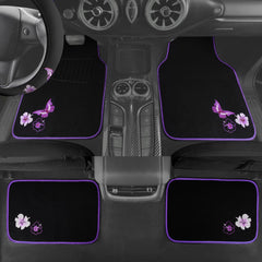 CAR PASS Purple butterfly car mats rear protects rear flooring with style.