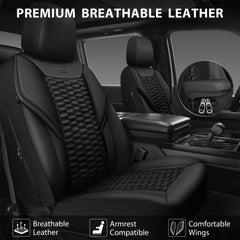 CAR PASS quilted black leather seat covers enhance interior style while reducing wear.