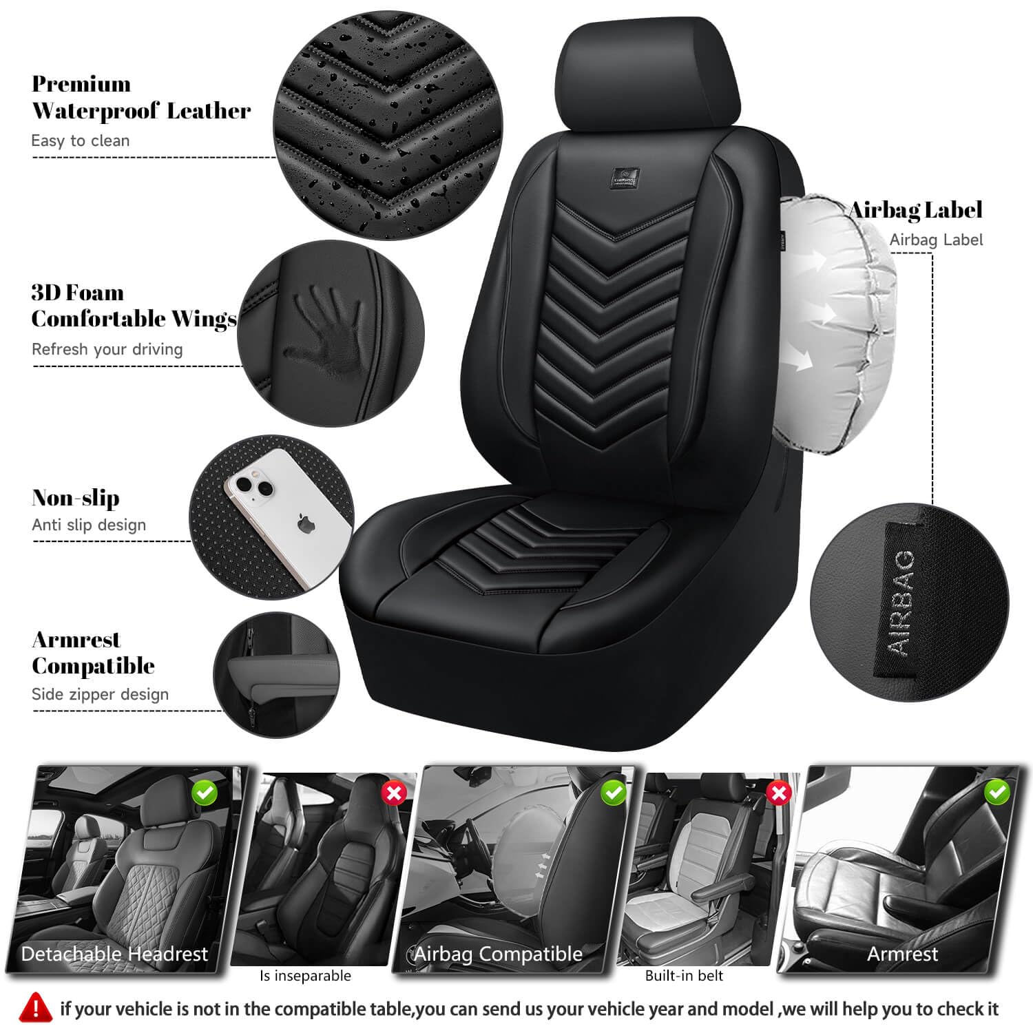 CAR PASS quilted stitched design seat cover adds a stylish interior upgrade
